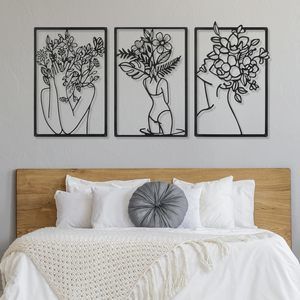 3 Pieces Metal Minimalist Abstract Woman Wall Art Line Drawing Wall Art Decor🦋